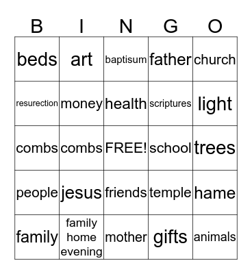 Count Your Blessings Bingo Card
