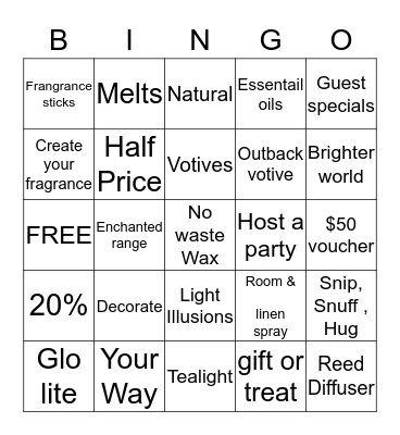 Party Lite Bingo Card