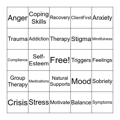 Mental Health BINGO Card