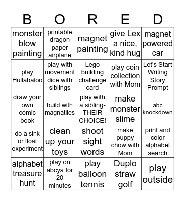 Andrew 1 Bingo Card