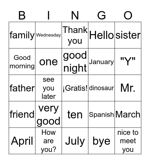 Club de Español Bingo Card