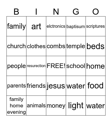 Count Your Blessings Bingo Card