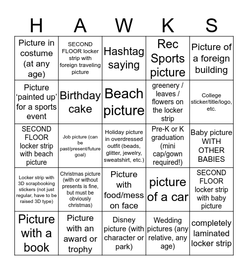 Senior Hawks SOAR!!!! Bingo Card