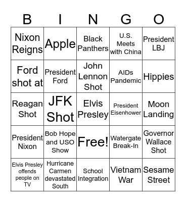 Forrest Gump Bingo Card