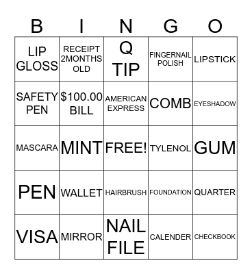 PURSE BINGO Card