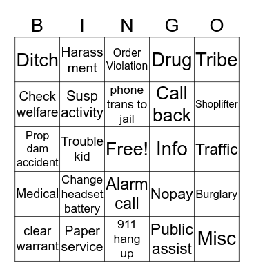 Dispatcher Appreciation week 2019 Bingo Card