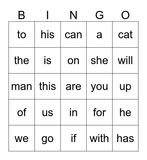 High Frequency Words (Sem 1_MW) Bingo Card