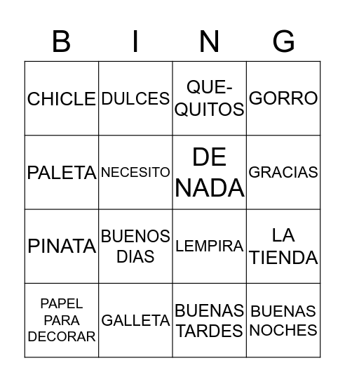 FIESTA LATINA Bingo Card