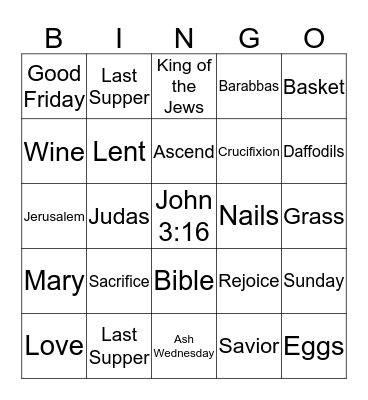 Easter Bingo Card