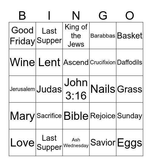 Easter Bingo Card