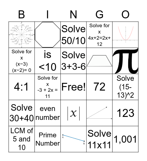 Math Bingo Card