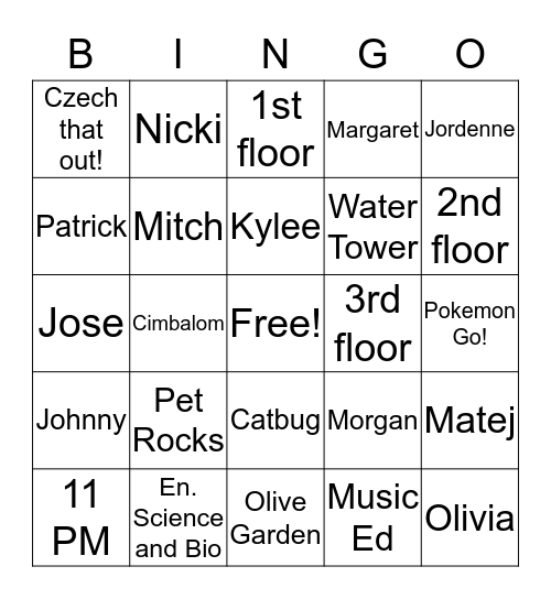 Briscoe Bingo Card