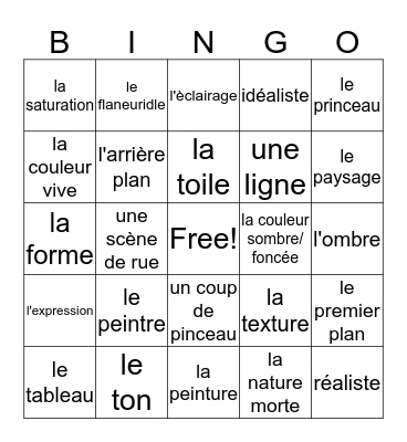 L'Art d'Impressionisme Bingo Card