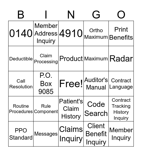 Delta Dental Bingo Card