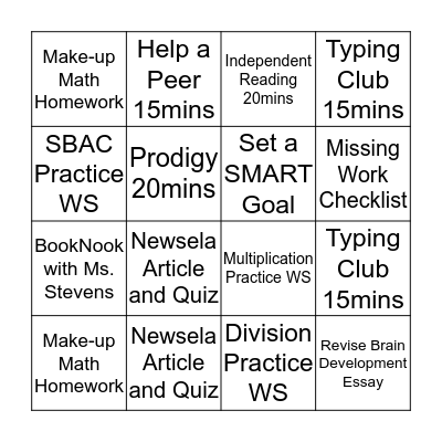 Extra Points Card Bingo Card