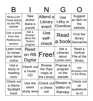 Adult Summer Reading Program  Bingo Card