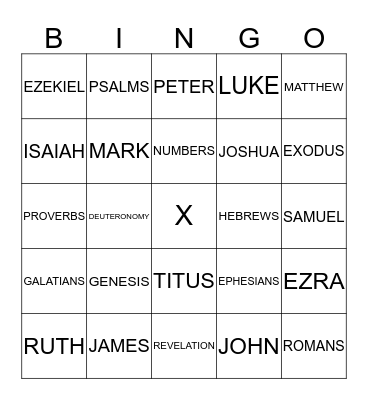 BIBLE BOOKS Bingo Card