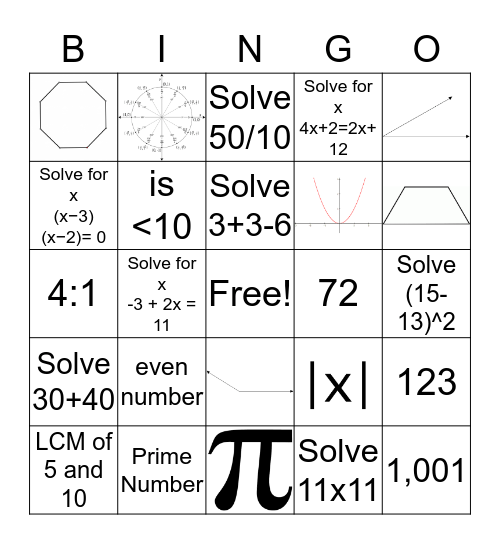 Math Bingo Card