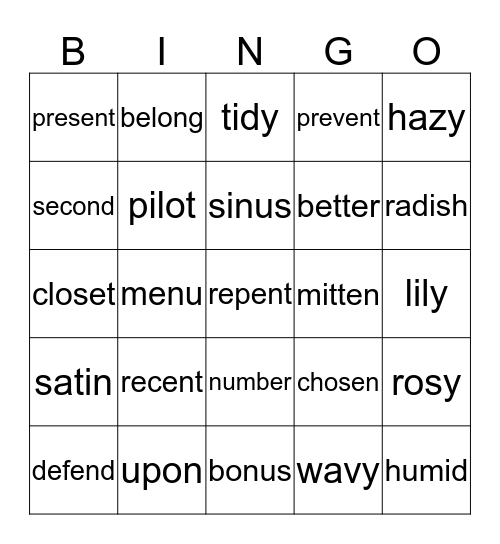 Open and Closed Bingo Card