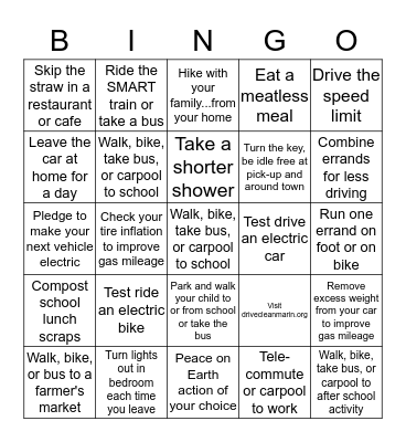 Sun Valley School                                                         Low Carbon Family Actions Bingo Card