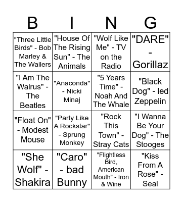 Animals Round 2 Bingo Card