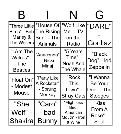 Animals Round 2 Bingo Card