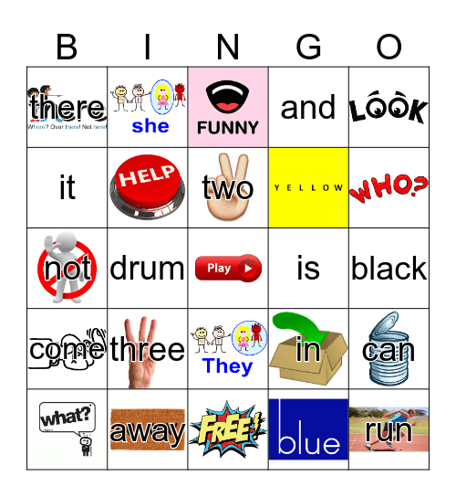 Sight Words Bingo Card