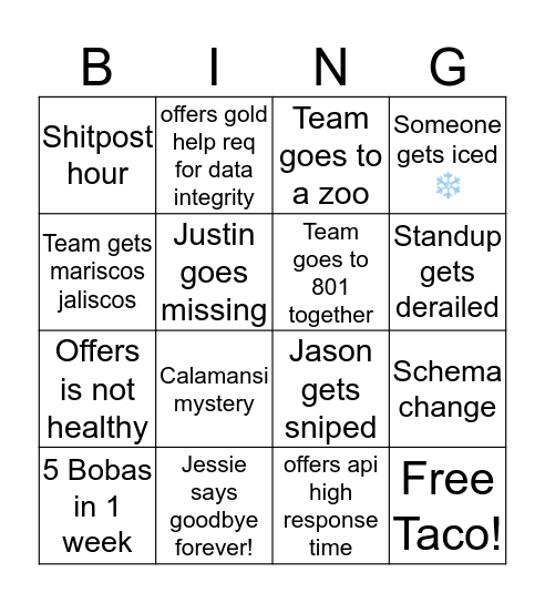 Team Bingo Card
