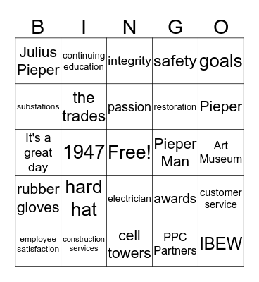 Pieper & MP Systems  Bingo Card