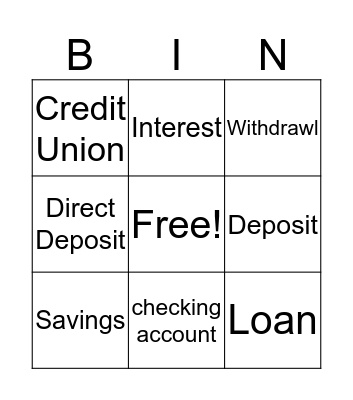 CREDIT  Bingo Card