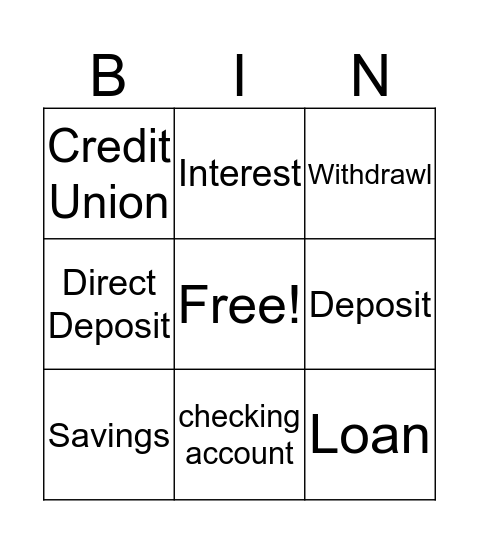 CREDIT  Bingo Card