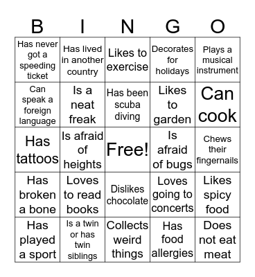 Find Someone Who... Bingo Card