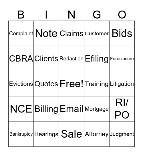 Shapiro, Fishman & Gaché, LLP Bingo Card