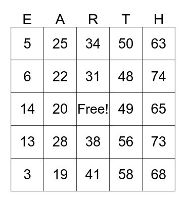 CBRE Earth Day Bingo Card