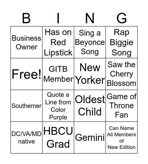 Cosmos In the City Bingo Card