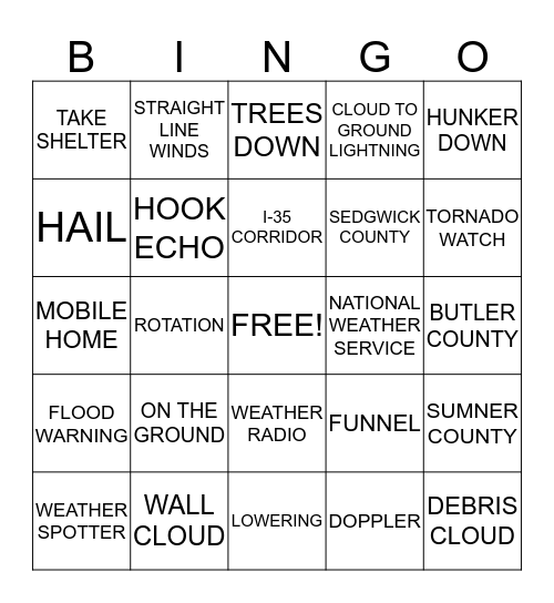 KANSAS WEATHER BINGO Card