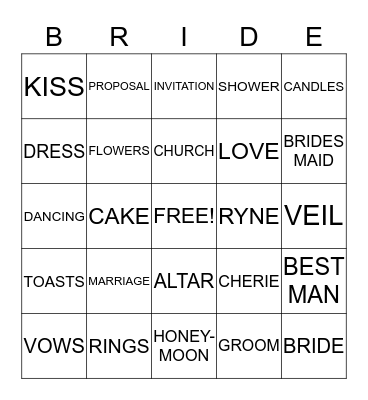 CHERIE & RYNE'S WEDDING BINGO Card