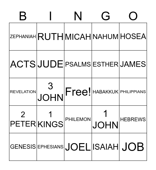 Bible Bingo Card