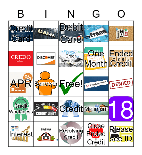 Credit Card Bingo Card