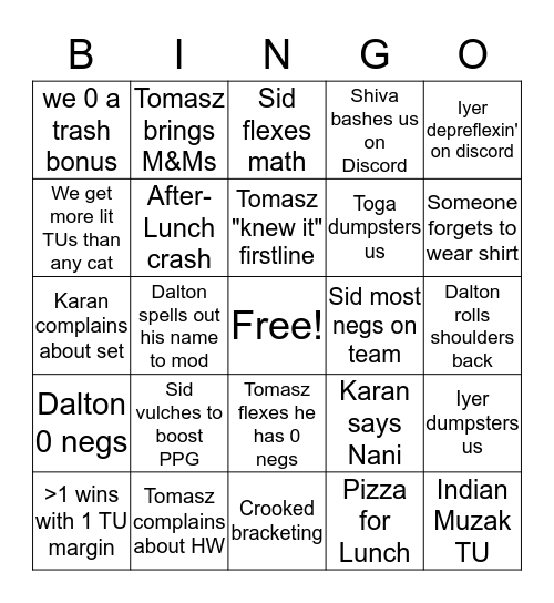 OHS States Bingo Card