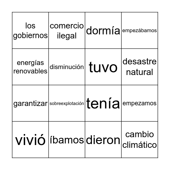 America del Sur Bingo Card