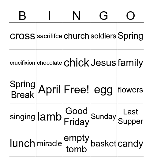 Easter Bingo Card