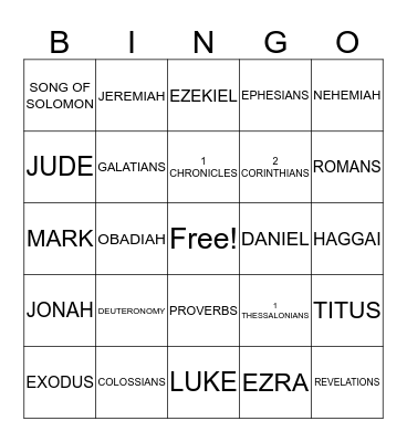 Bible Bingo Card