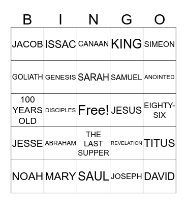 Bible Bingo Card