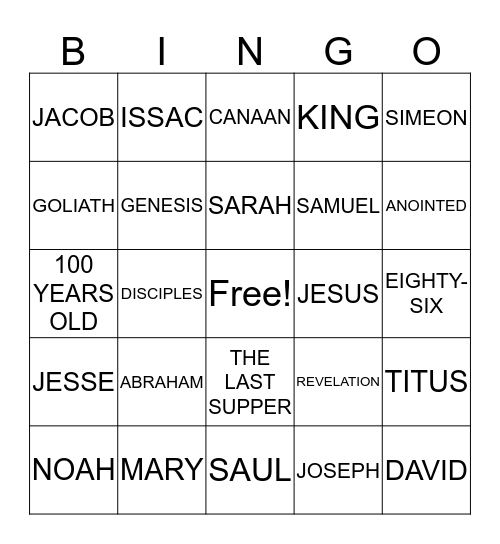 Bible Bingo Card