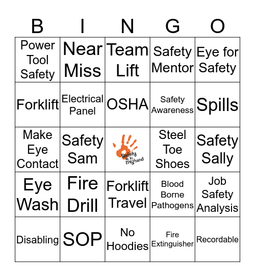 Safety First Bingo Card