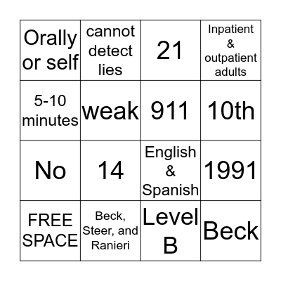 BSS BINGO Card