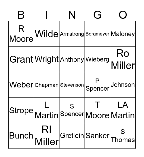 SWECC Bingo Card