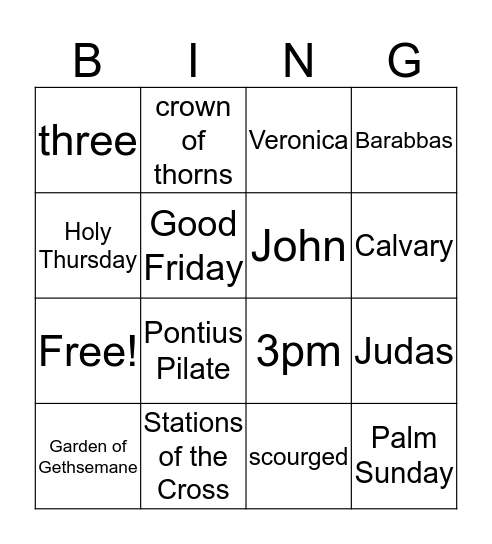 Lent  Bingo Card