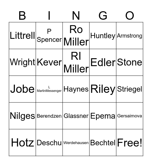 SWECC Bingo Card